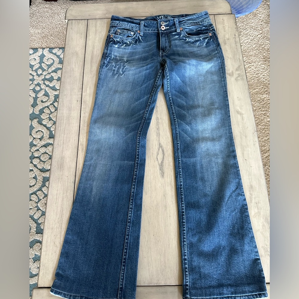 Miss Me Jeans Size 29 Embellished Bling Monogramed Flap Pocket